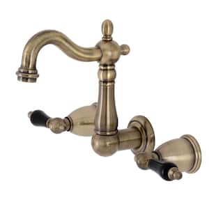 Duchess 2-Handle Wall Mount Bathroom Faucet in Antique Brass