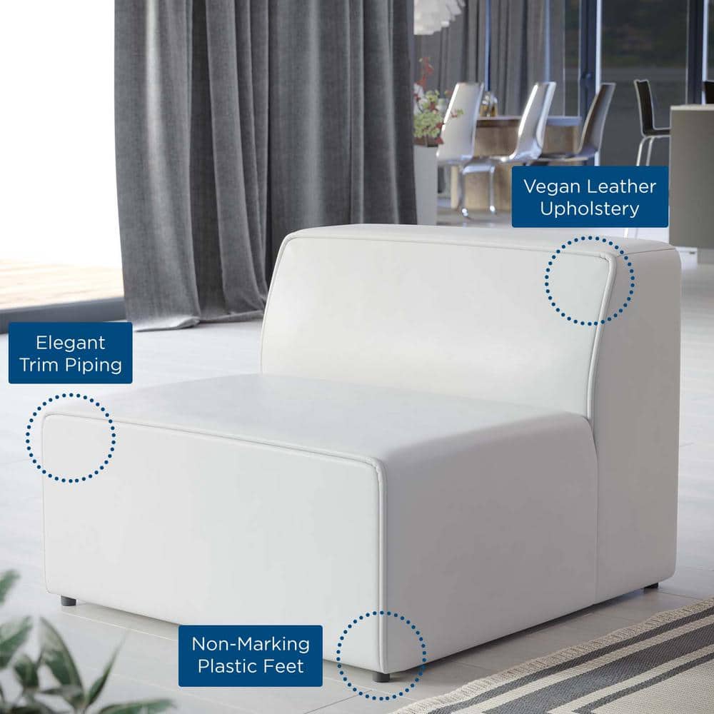 Mingle White Vegan Leather Armless Chair with Plastic Legs