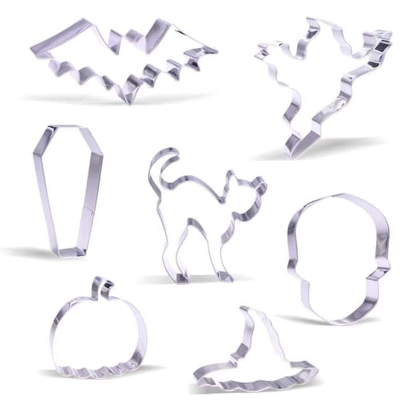 7-Pack Large Stainless Steel Halloween Cookie Cutters Set Baking Molds for Holiday Party
