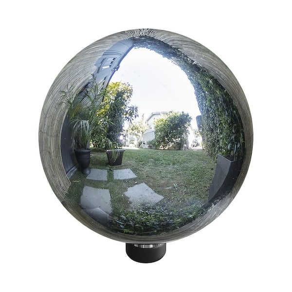 10 in. Dia Indoor/Outdoor Glass Gazing Globe Yard Decoration, Silver