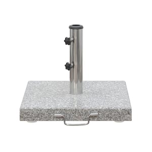 66 lbs. Square Granite Patio Umbrella Base with Wheels and Handle in Gray