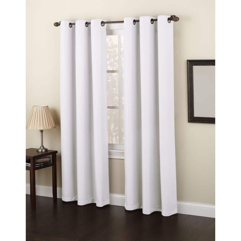 White Solid Grommet Room Darkening Curtain - 48 in. W x 84 in. L