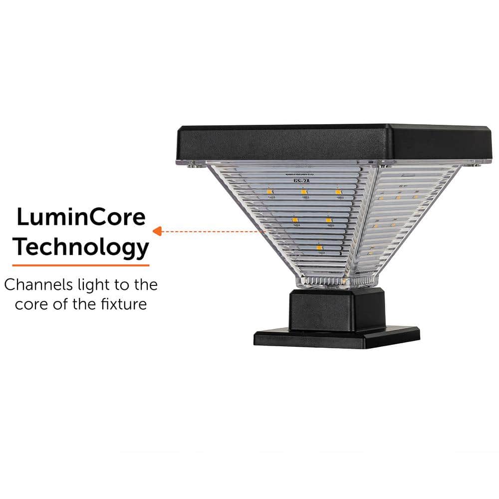 Black Solar LED Dusk to Dawn Post Cap Lights Multipack