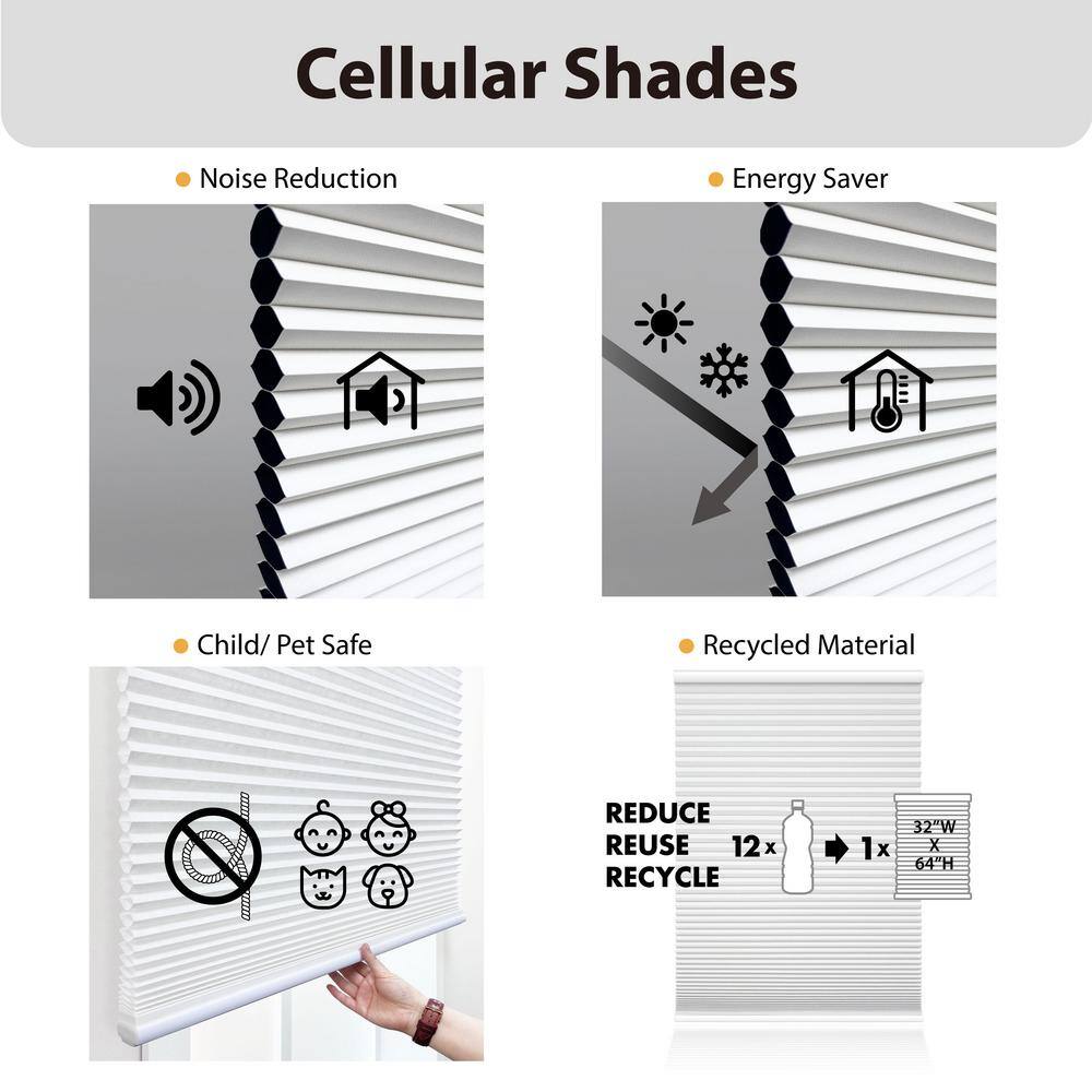 White Cordless Light Filtering Cellular Shade 33" x 64"