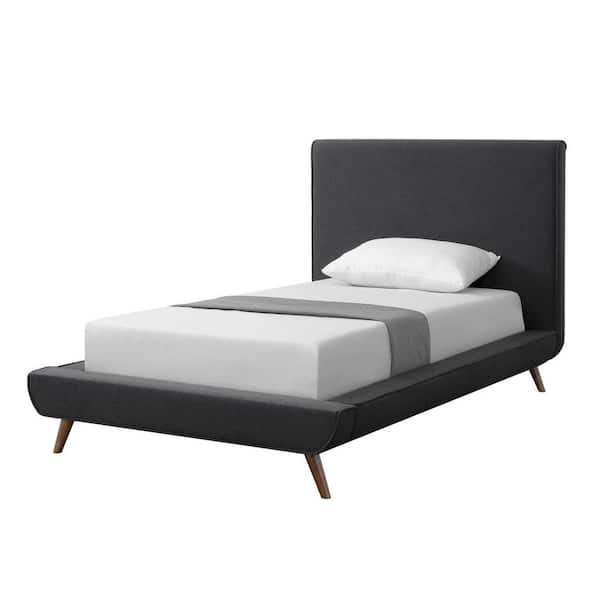 Loft Lyfe Alaric Charcoal Twin Size Platform Bed Upholstered Linen