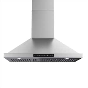 36 in. 900 CFM Convertible Wall Mount Range Hood in Stainless Steel w/ LED, Charcoal Filter,Gesture/Touch/Remote Control