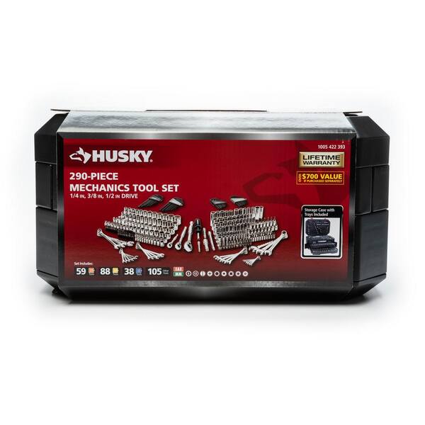 Husky 290-Piece Mechanics Tool Set Ratchets Sockets Wrenches With Storage Case
