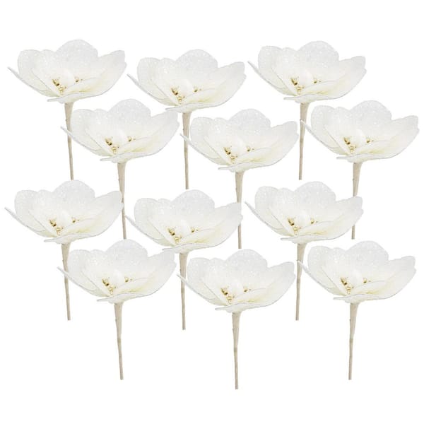 13 in. White Artificial Assorted Flowers Floral Arrangements