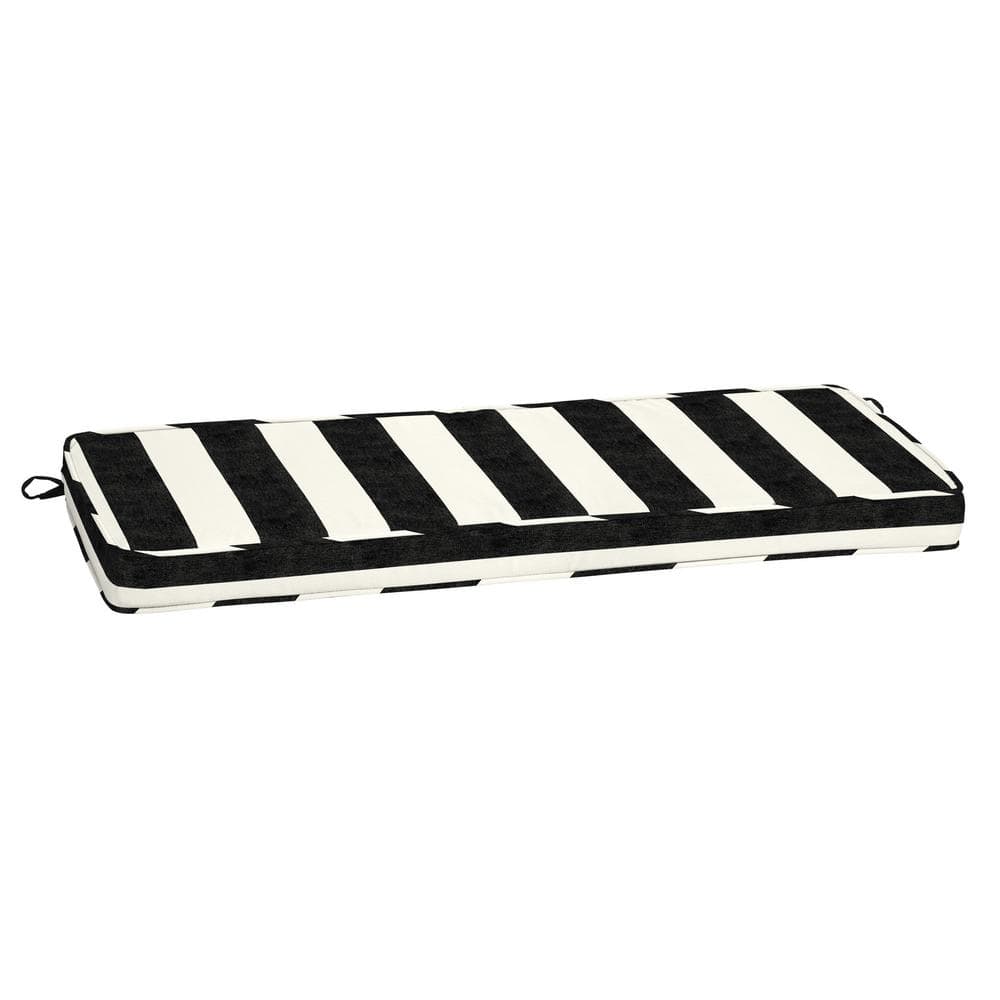 Black and fashion white striped bench cushion