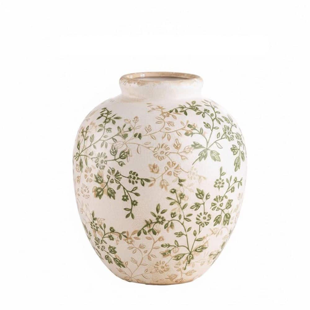 7.9 in. Multicolor Round Ceramic Retro Floral Vases Rustic