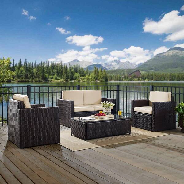 CROSLEY FURNITURE Palm Harbor 4-Piece Wicker Outdoor Seating Set