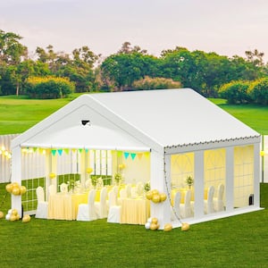 13 ft. x 26 ft. Outdoor Heavy Duty Canopy Tent Patio Camping Gazebo with Removable Sidewalls for Wedding Backyard, White