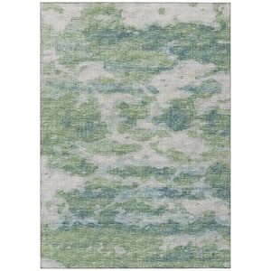 Accord Green 10 ft. x 14 ft. Abstract Indoor/Outdoor Washable Area Rug