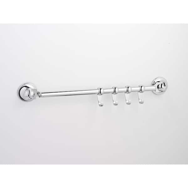 EverLoc 20 in. Towel Rail with Hooks in Chrome with Suction Cup Application-DISCONTINUED