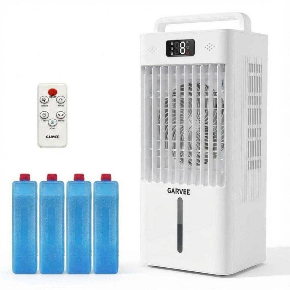 6-Speed Floor Fan, Portable Evaporative Air Cooler in White with Remote, 2.6 Gal Tank & 4 Ice Packs for 160 sq. ft. price history on PriceWatchPro