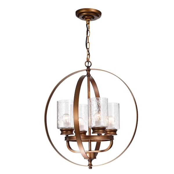 Warehouse of Tiffany Nadeem 4-Light Brown Pendant with Clear Shade