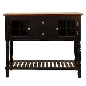 Morgan 42 in. Black/Natural Standard Rectangle Wood Console Table with Drawers