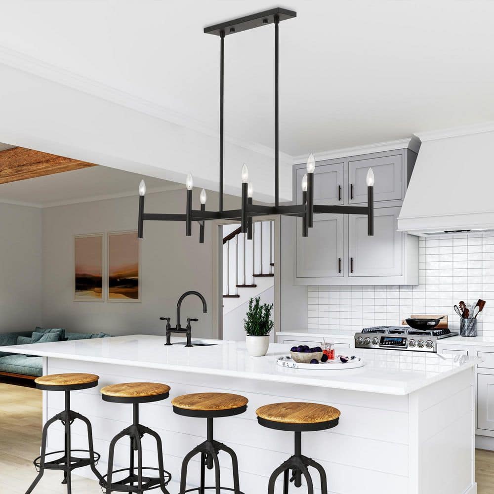 Copenhagen Black Steel 8-Light Candelabra Chandelier