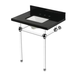 Templeton 30 in. Granite Console Sink Set with Acrylic Legs in Black Granite/Polished Chrome