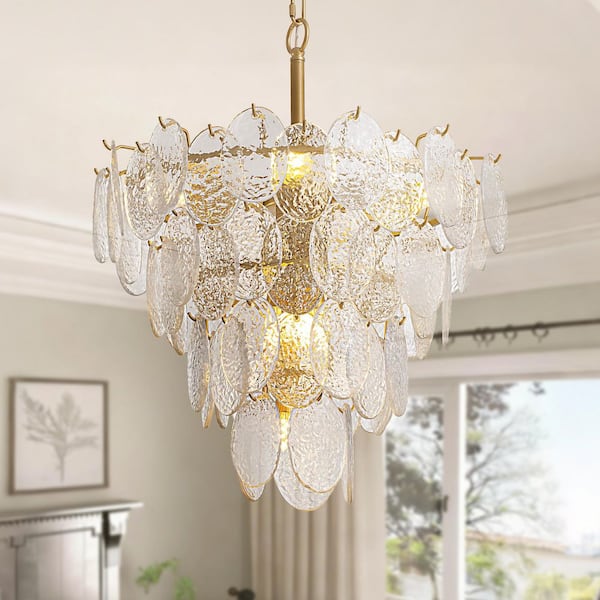 Modern 9-Light Sputnik Chandelier Mid Century Modern Clear Glass Globe Gold Pendant for Living Dining Room Foyer