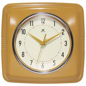 9.25 in. Retro Square Saffron Resin Wall Clock