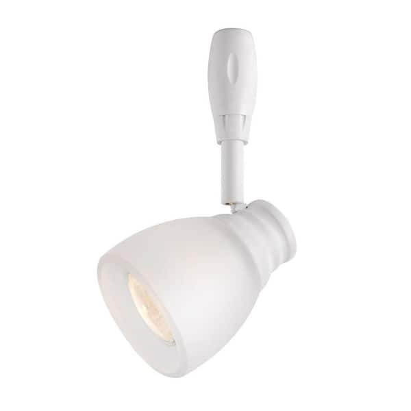 Hampton Bay White Flex Track Lighting Fixture with Frosted Glass Shade