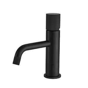 Single-Handle Single-Hole Bathroom Faucet with Handle in Matte Black