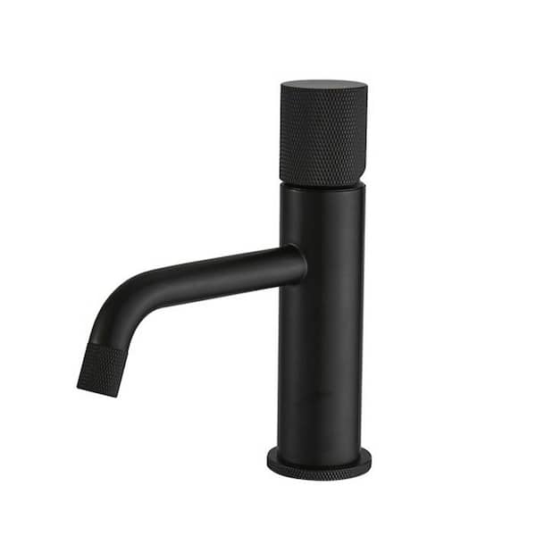 FLG Single-Handle Single-Hole Bathroom Faucet with Handle in Matte Black