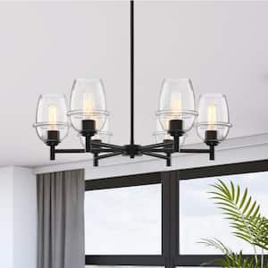 Summer Jazz 6-Light Matte Black Transitional Shaded Chandelier for Dining Rooms