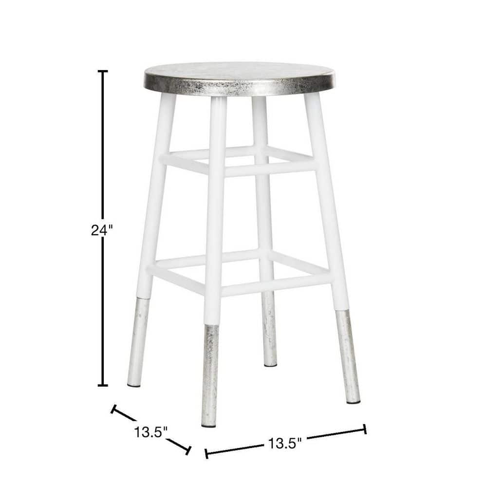 Transitional Silver-Dipped 24" White Metal Counter Stool