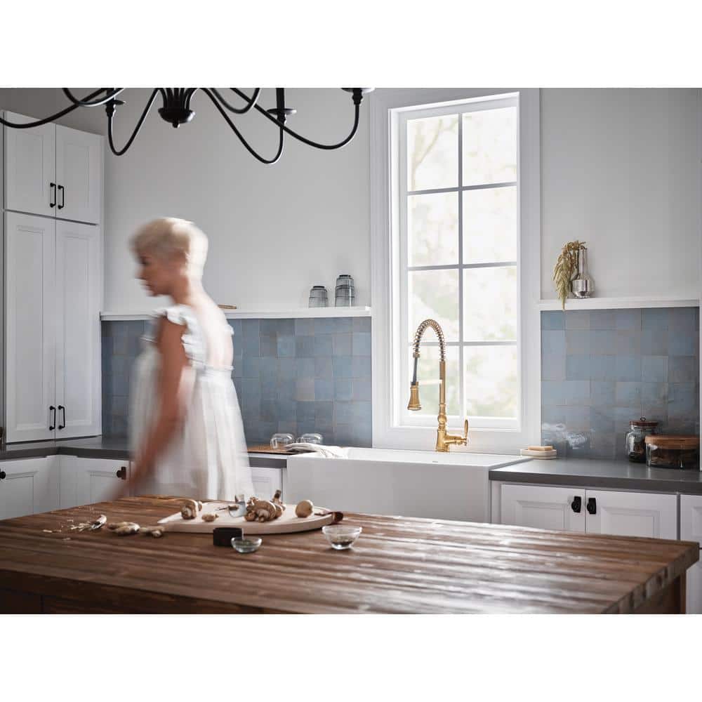 Brushed Gold Stainless Steel Pull-Down Kitchen Faucet