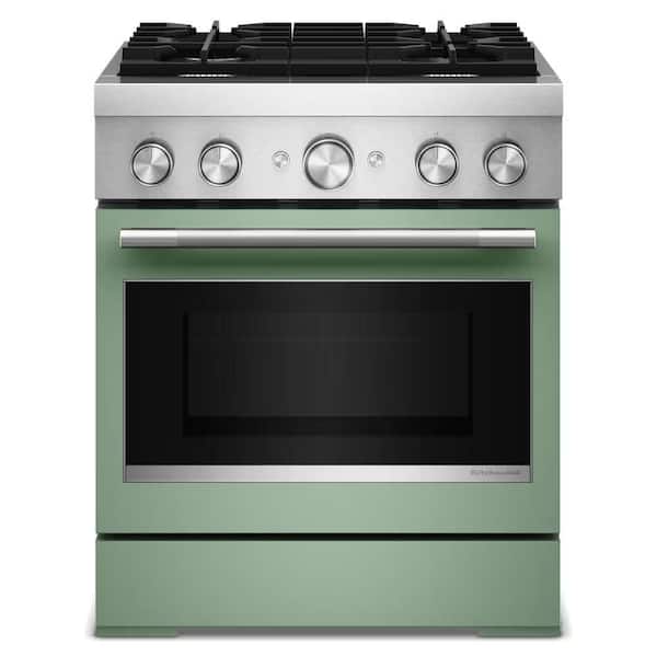 30 in. 4 Burners Freestanding Dual Fuel Range in Cardamom with No Preheat Air Fry Mode
