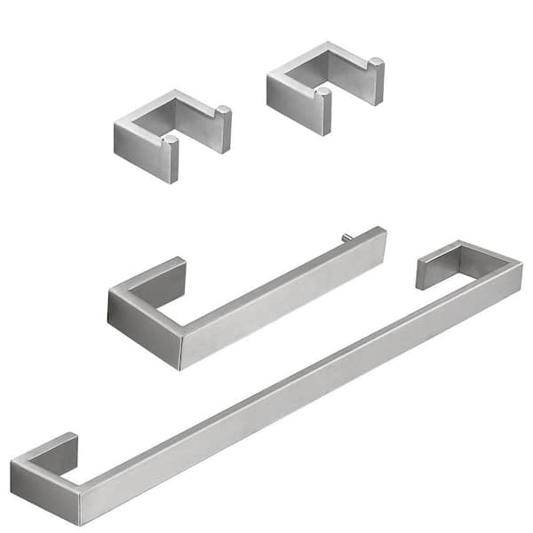 ATKING Wall Mounted 4-Piece Bath Hardware Set with Towel Bar Hand Towel Holder Towel Hooks in Brushed Nickel