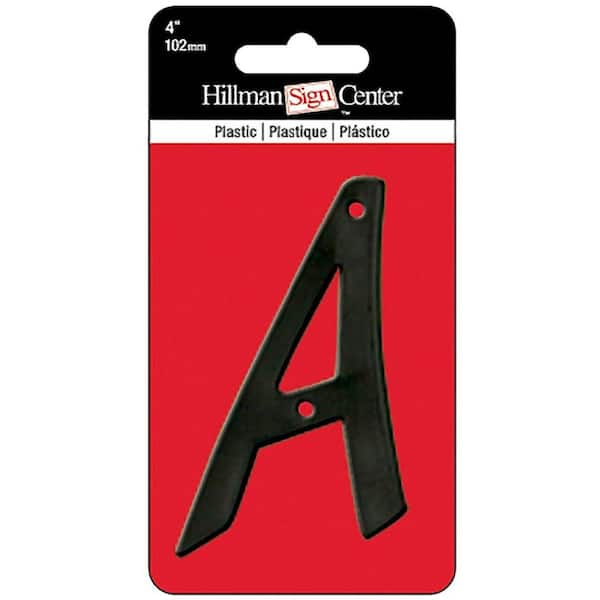 Hillman 4 in. Black Plastic Letter A