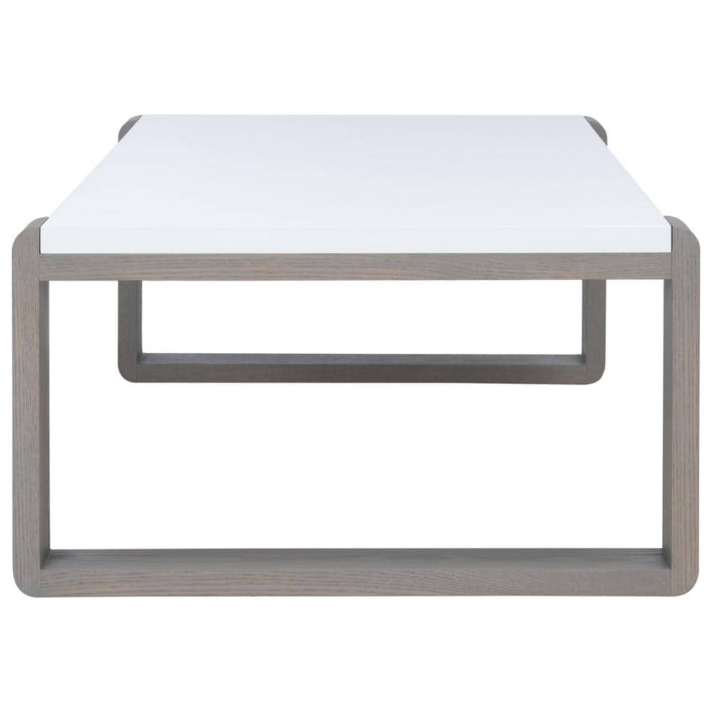 White and Grey Lacquered Wood Rectangular Coffee Table