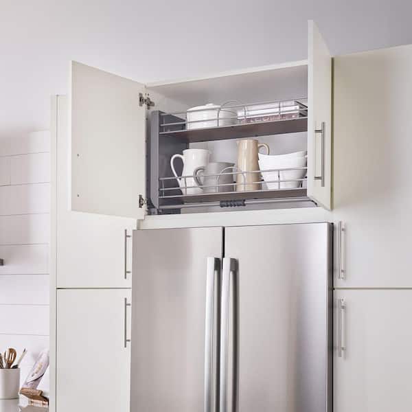 Gray 24" Kitchen Pull-Down Wall Cabinet Shelf System