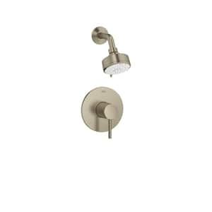 Concetto 1-Handle Wall Mount Shower Trim Kit in Brushed Nickel with Shower Arm - 1.75 GPM (Valve Not Included)