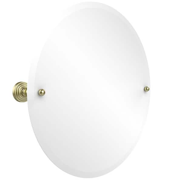 Allied Brass Waverly Place Collection 22 in. x 22 in. Frameless Round Single Tilt Mirror with Beveled Edge in Satin Brass