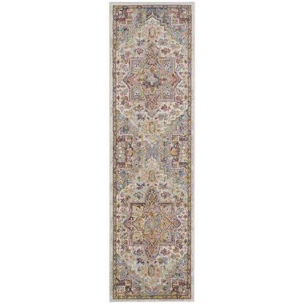 Nourison Juniper Ivory/Multi 2 ft. x 8 ft. Center Medallion Traditional Kitchen Runner Area Rug