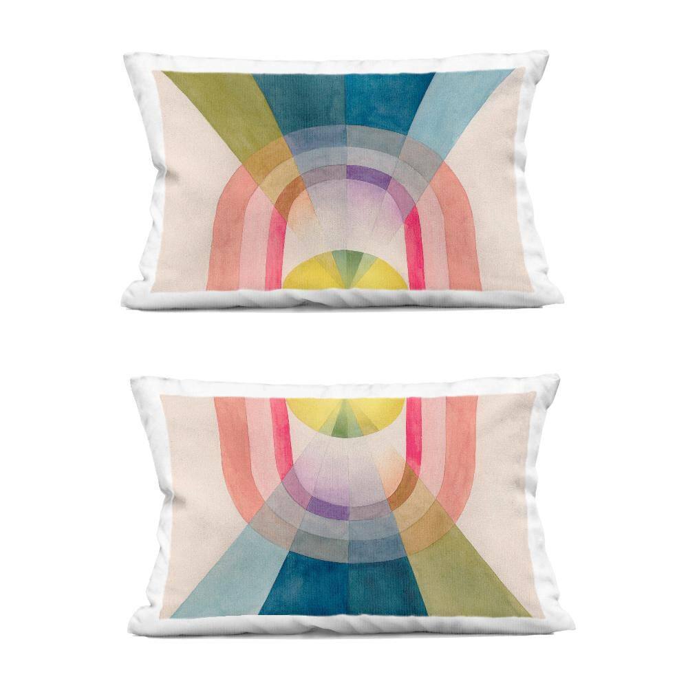 Retro Pastel Structured Shapes Pink Geometric Polyester 14 in. X 20in. Throw Pillow, Set of 2 price history on PriceWatchPro