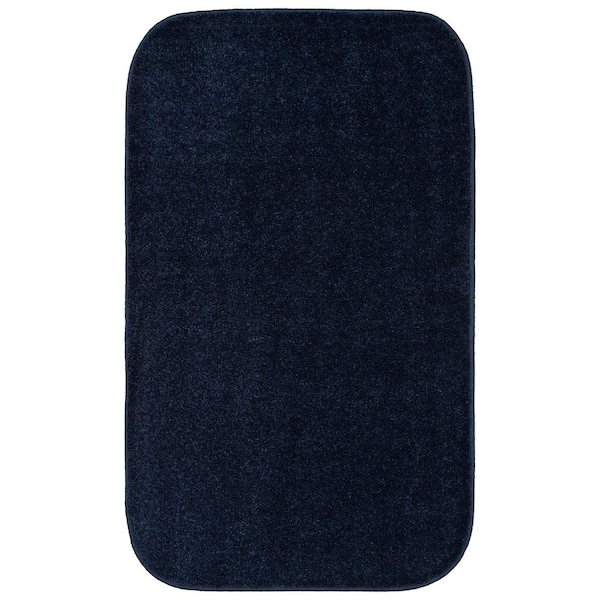 Sedona 24 in. x 40 in. Navy Blue Solid Color Plush Polypropylene Rectangle Bath Rug