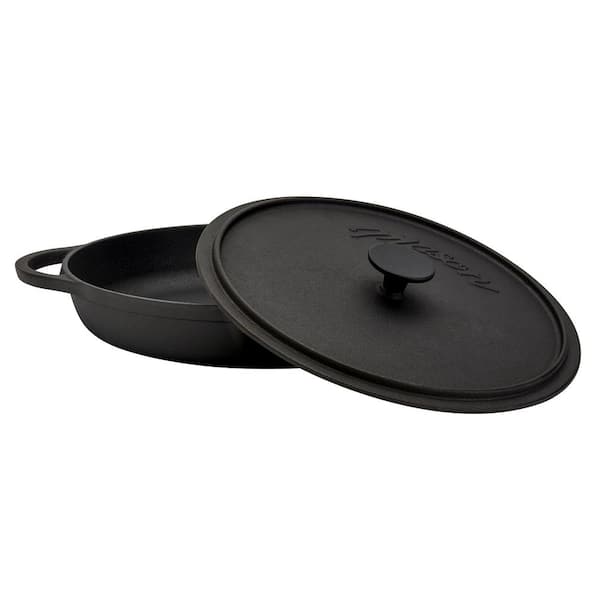 Mason Craft & More 12 in. Cast Iron Covered Braiser Pan, Black