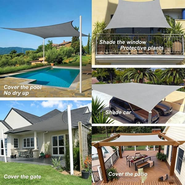 workpoint 20 ft. x 26 ft. Gray Rectangle Sun Shade Sail for