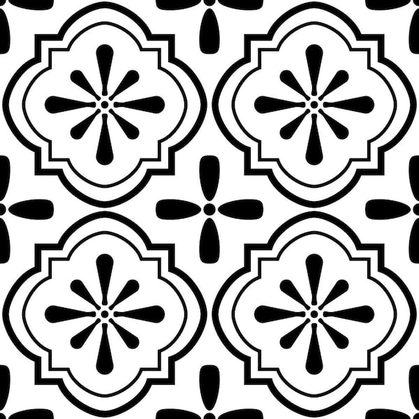 RoomMates 12 in. x 12 in. Black and White Cosmos Peel and Stick Vinyl Floor Tile (20Tile, 20 sq