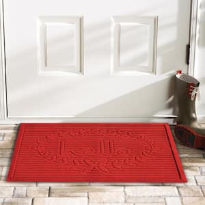 Poly Hello Indoor/Outdoor Mat, 3' x 5', Red