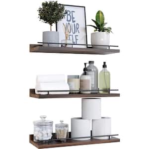 16.9 in. W x 5.8 in. D Dark Brown Wood Floating Shelves with