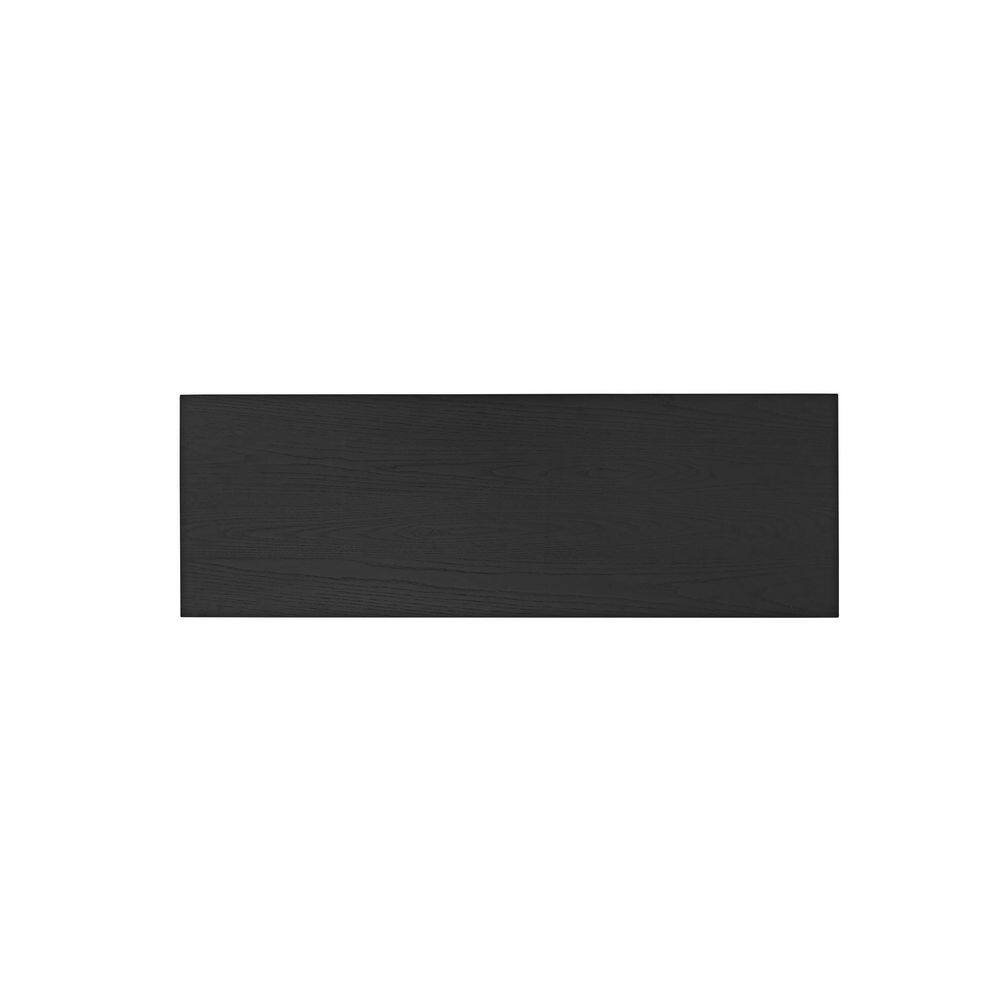 Black Solid Wood Japandi TV Stand with Open Shelving, 47 Inch