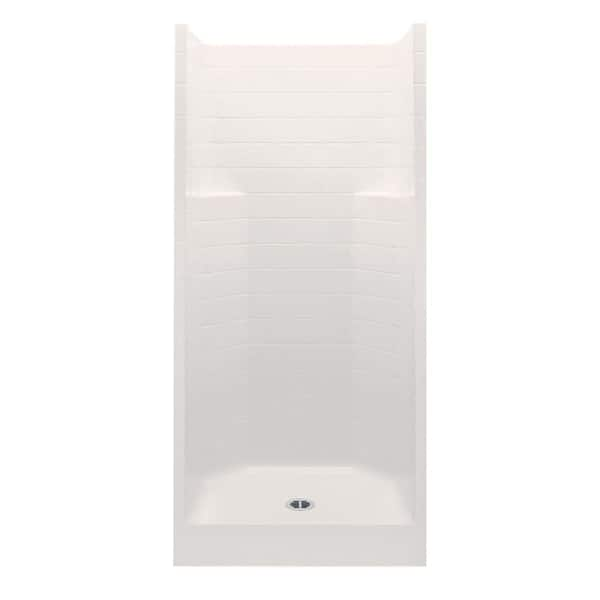 Aquatic Everyday Textured Tile AFR 36 in. x 36 in. x 75 in. 1-Piece Shower Stall with Center Drain in Biscuit