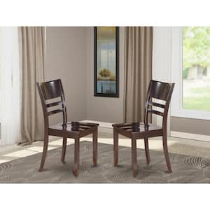 Cappuccino Wooden Seat Stylish Back Dining Chair (Set of 2)