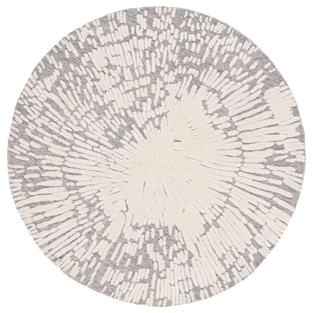 SAFAVIEH Metro 6 ft. x 6 ft. Gray/Ivory Abstract Star Round Area Rug ...